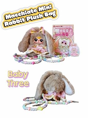 Baby Three Macchiato Mini Rabbit Plush Bag Amber Coffee Candy